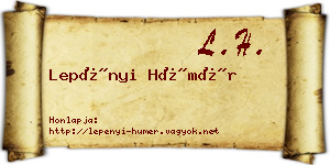 Lepényi Hümér névjegykártya